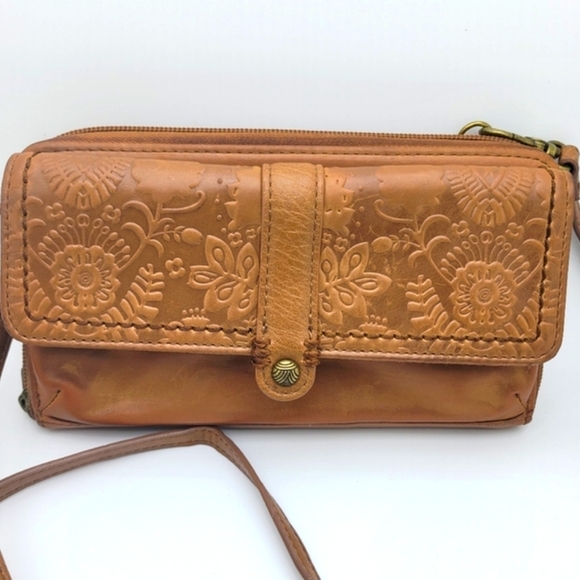 THE SAK Floral Embellished Leather Distressed Crossbody Clutch - Picture 4 of 11